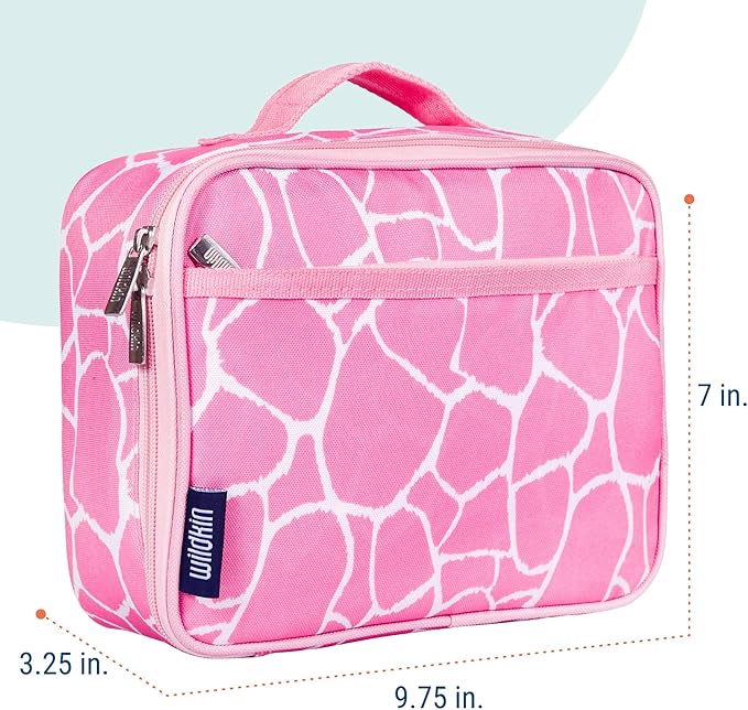 Wildkin Kids Insulated Lunch Box – Durable and Reusable for School & Travel - Pink Giraffe