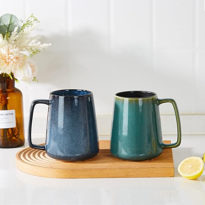 24 OZ Extra Large Ceramic Coffee Mug, Jumbo Coffee Mugs, Big Tea Cups with a Large Handle for Office and Home, Microwave and Dishwasher Safe (24 OZ Green)