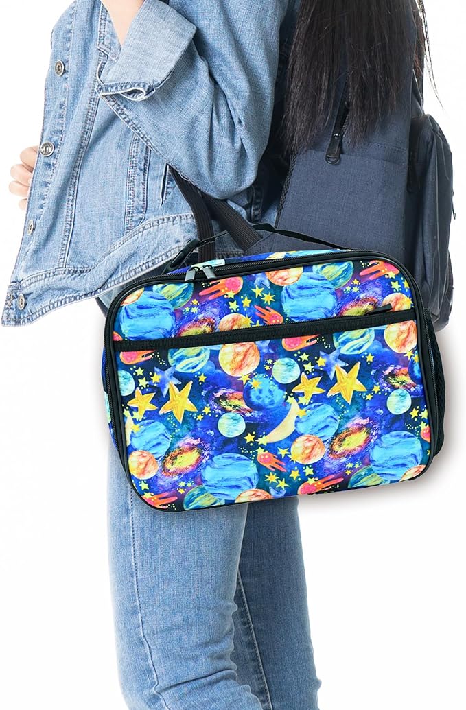 Planet Star Moon Lunch Box Insulated Reusable Lunch Bag Tote Cooler for Women Men Boy Girl School Work Office Picnic