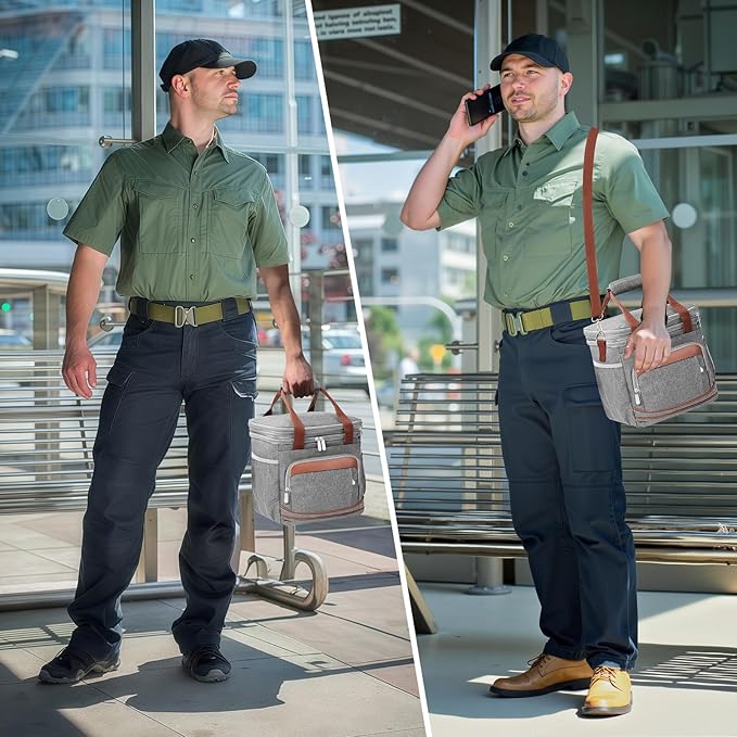 Beaulyn Construction Lunch Box for Men - Expandable Heavy Duty Lunchbox,Extra Large Lunch Bag with Adjustable Shoulder Strap for Worker Work Adults