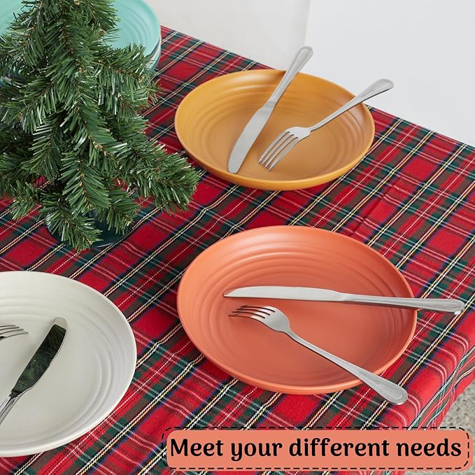 12PCS Unbreakable Dinner Plates, Dishwasher & Microwave Safe Plastic Plates Reusable, Lightweight Wheat Straw Plates for kitchen (Dopamine, 9 IN)