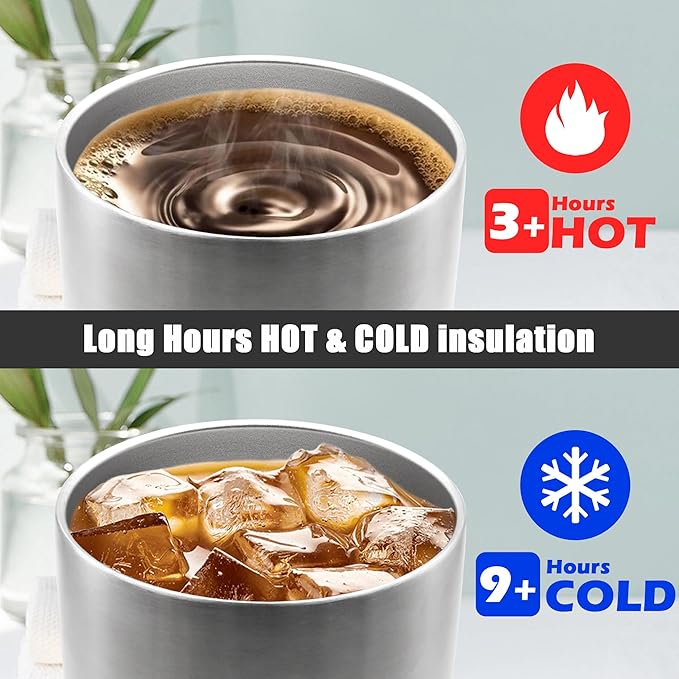 20 oz Tumbler Coffee Tavel Tumblers Bulk with Lid Stainless Steel Double Wall Vacuum Insulated Mug Powder Coated Cups fit Car Cupholder for Hot and Cold - Stainless Steel, 4Pack