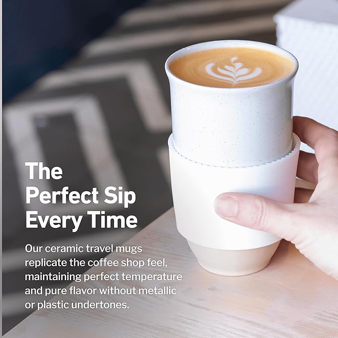 Travel Mug - Coffee Mug Travel – Microwave & Dishwasher Safe Coffee Clay Tumbler - Gifts For Women Men Him Her – 16oz – Dune