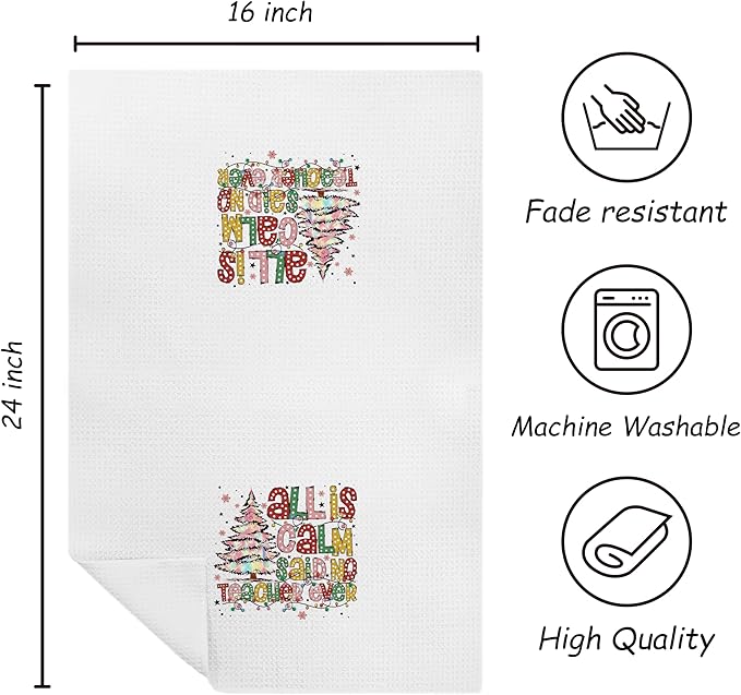 Christmas Tree Teacher Kitchen Towels, Teacher Appreciation Gifts for Christmas Dish Tea Towels for Kitchen, Colorful Xmas Tree Decorative Hand Towel for Bathroom, 16x24 Inch