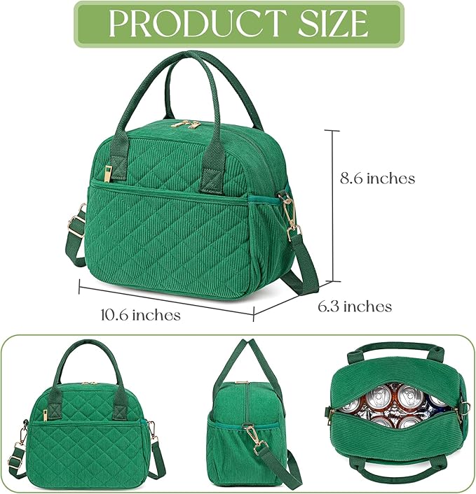 CAMTOP Lunch Box for Women Men Insulated Lunch Bag Lunch Tote Bag Leakproof Thermal Cooler Large Capacity for Travel Work School Picnic (Z-Green)