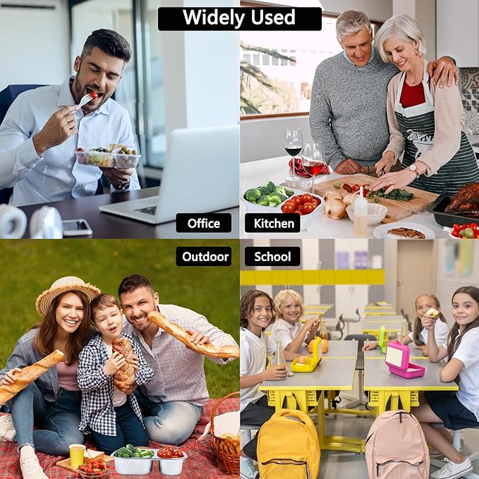 Stainless Steel Snack Box Containers, Reusable 2 Compartment Condiment Box with Lids, Food Container Sauce Cups, Divided Food Storage Containers for Home and Travel (Black)