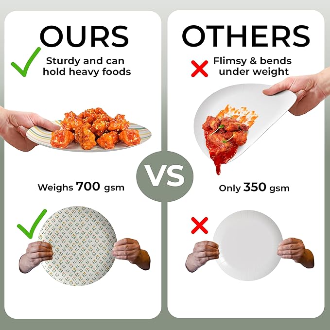 Trendables Heavy Duty Paper Plates Set For 16 Guests - 16 Each Of 8-inch And 10-inch Disposable Plates For Party - Fancy 32 Piece Dinnerware Set For All Occasions | Floral Design, Folk