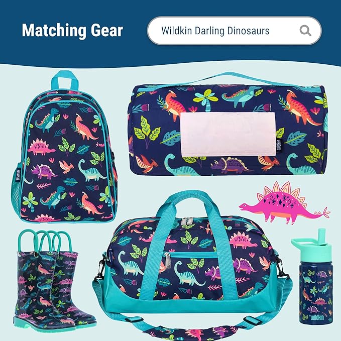 Wildkin Kids Insulated Lunch Box – Durable and Reusable for School & Travel - Darling Dinosaurs