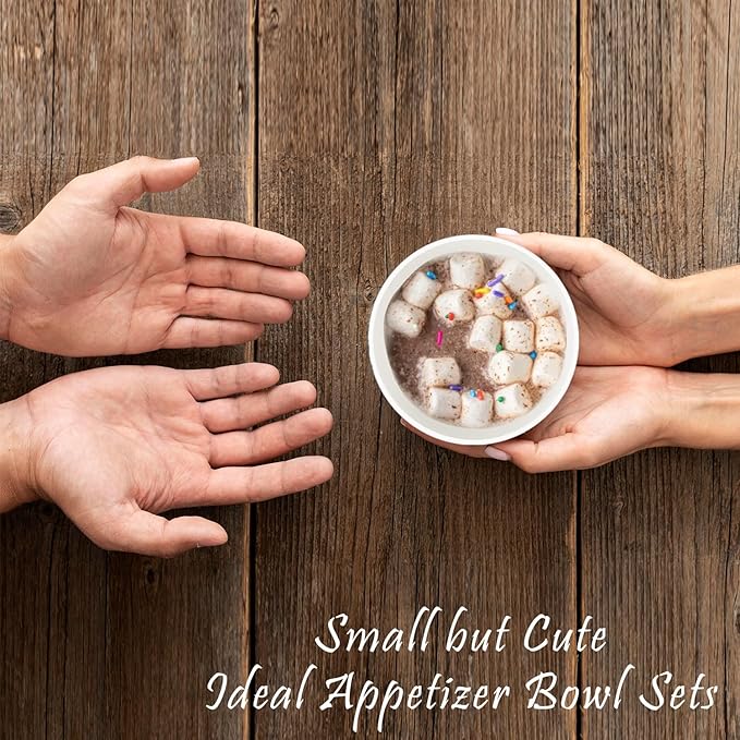 Wrova Wheat Straw Snack Bowls 10oz Set of 8 - Unbreakable Dessert Bowl for Kids - Small White Bowls for Ice Cream,Snack and Fruits - Microwave & Dishwasher Safe Mini Appetizer Bowl Sets - White