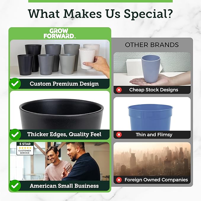 Grow Forward Premium Wheat Straw Cups - 13 & 20 oz Unbreakable BPA Free Hard Plastic Cups - Reusable Lightweight Plastic Drinking Glasses for Kitchen, Outdoor, Water, Camping, RV - Moonlight