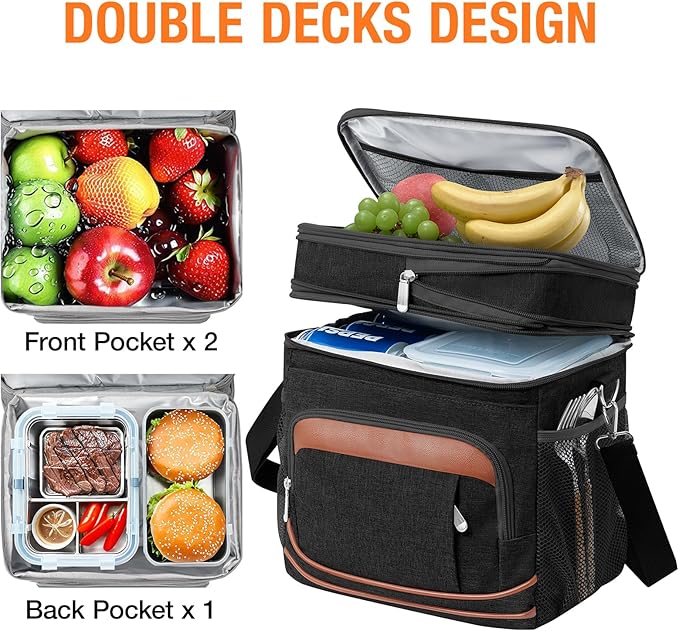 Beaulyn Construction Lunch Box for Men - Expandable Heavy Duty Lunchbox,Extra Large Lunch Bag with Adjustable Shoulder Strap for Worker Work Adults