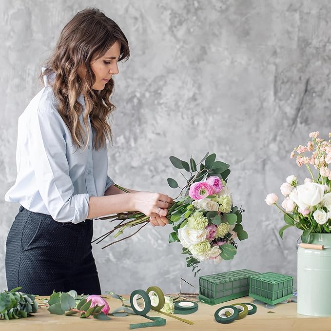 3 Packs Floral Foam Cage Rectangle and Square Flower Holder with Floral Foam Blocks Flower Cage Holders Flower Arrangements Supplies Cage for Fresh Flowers, Wedding Home Garden Decorations