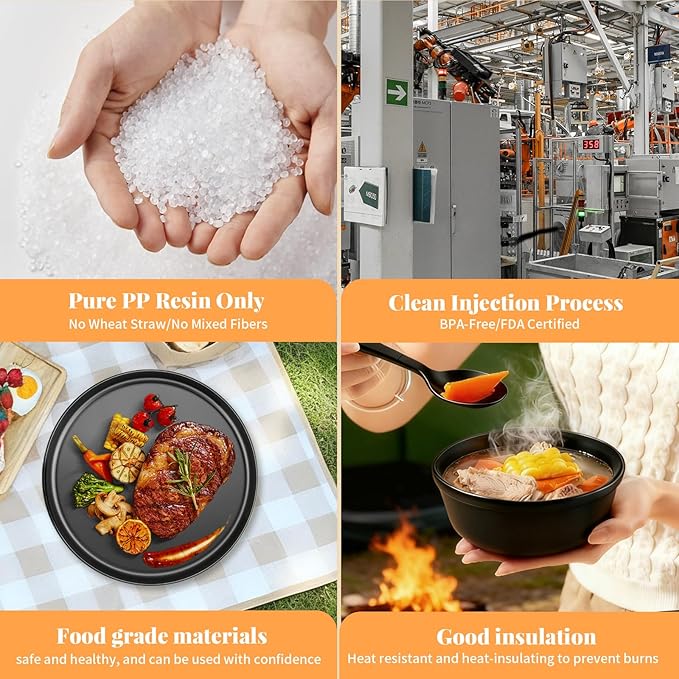 40 Piece RV and Camping Dinnerware Set, Microwave Safe Plates and Bowls Set for 8 with Cutlery, Lightweight & Unbreakable, The Perfect Melamine Alternative Blue