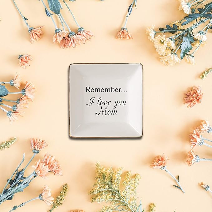 Simply Charmed Love You Mom Jewelry Dish - Elegant Trinket Tray for Rings & Small Keepsakes - Gifts for Mom from Daughter or Son - Gift for Mother's Day or Birthday