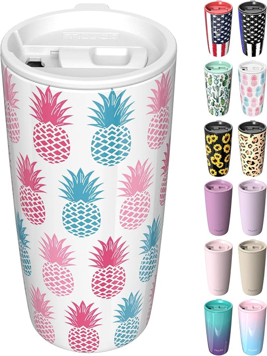 TILUCK 20 oz Tumbler with Leak-Proof Lid, Vacuum Insulated Stainless Steel Coffee Mug, Double-Walled Travel Tumbler for Hot and Cold Drinks(Pineapple, 20oz)