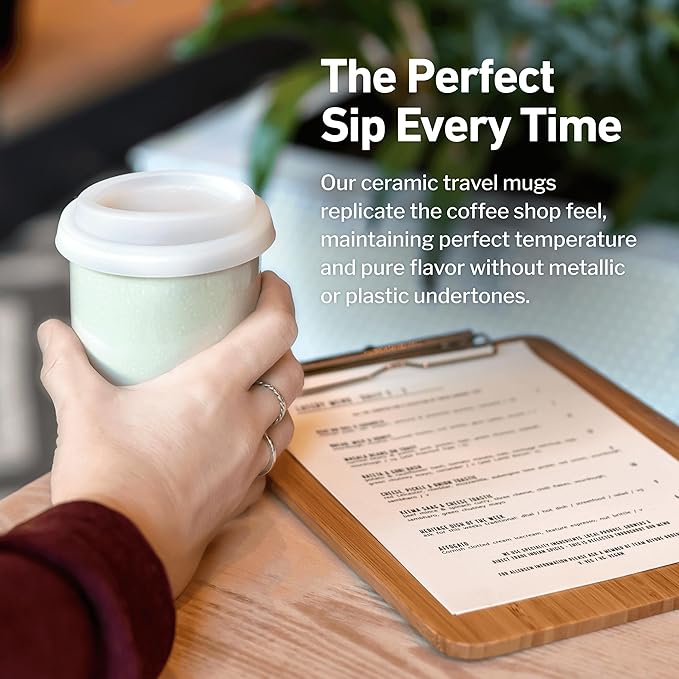 Travel Mug – Coffee Travel Mug – Reusable Coffee Cup Unique to Go Mug – Microwave & Dishwasher Safe Coffee White Tumbler - Gifts for Women Men Him Her – 12oz – Sea Mist