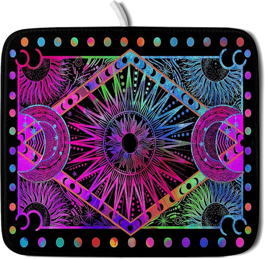 Purple Absorbent Dish Drying Mat Sun and Moon Microfiber Drying Pad for Kitchen Counter Decor Small