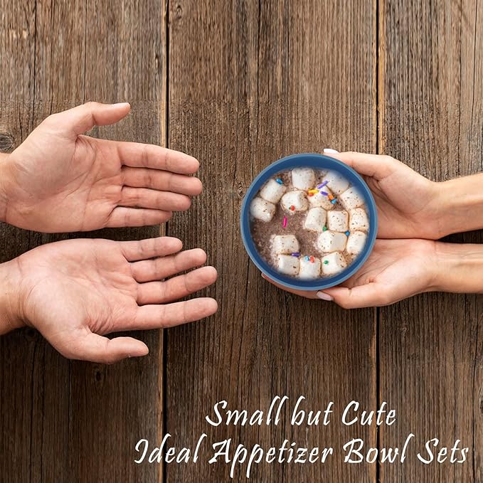 Wrova wheat straw dessert bowls 10oz set of 8 - Unbreakable snack Bowls Dishwasher Safe - Handy Bowls for Ice Cream,Yogurt and Fruits. Blue