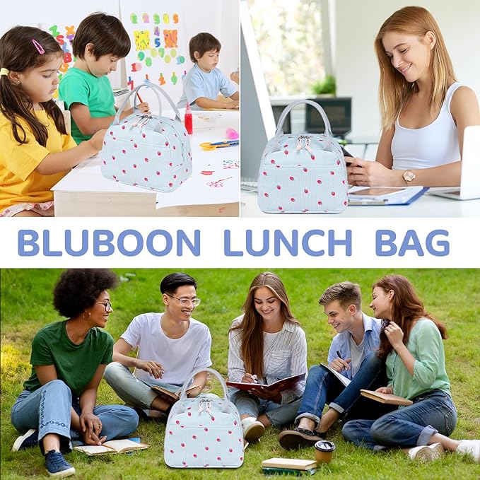 Bluboon Lunch Bag for Women Men Cute Corduroy Lunch Tote Bags Reusable Insulated Lunch Box Large Capacity Reusable Insulated Cooler for Work Picnic or Travel