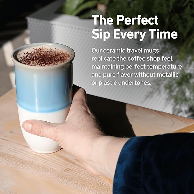 Travel Coffee Tumbler – Travel Mug - On the Go Coffee Mug – Microwave & Dishwasher Safe Green CoffeeTumbler - Gifts For Women Men Him Her – 16oz – Lagoon