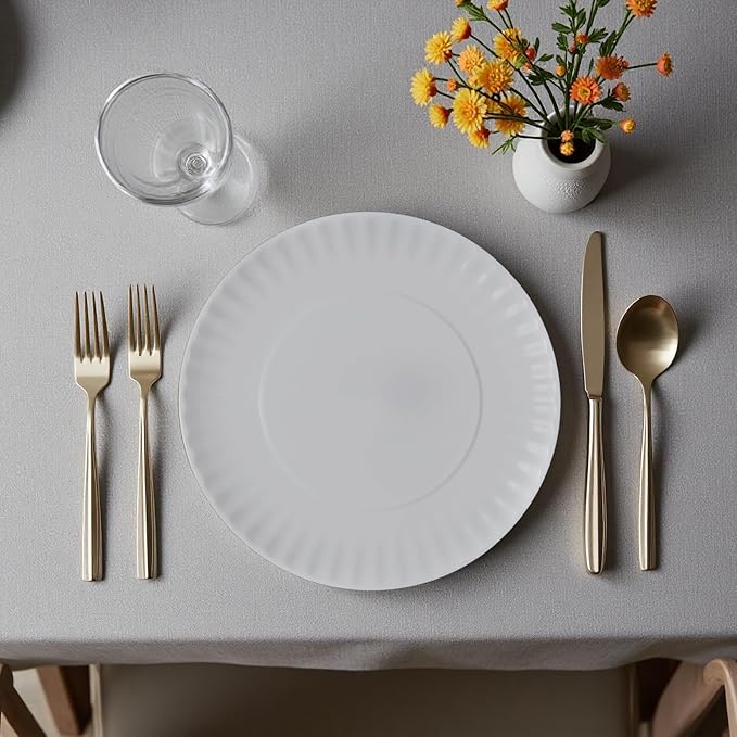 TP 6-Piece Melamine Plates Set, 10.5-Inch Reusable Dinner Plates for Picnic, Party, BBQ & Camping, Dishwasher Safe Lightweight Tableware, Grey