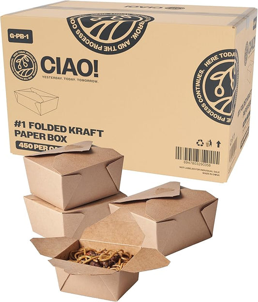 CIAO! Kraft Take Out Microwavable Food Containers, 30 oz No.1 (450/case)