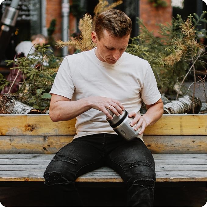 BOBBER 16 oz Insulated Stainless Steel Thermos with Wide Mouth, Built-in Spoon and Bowl Lid – Perfect for Hot Food, Keeps Soups Hot for 10 Hours, Cold for 15 Hours (Matte)