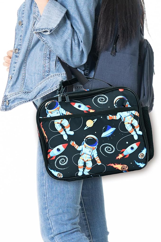 Astronaut Spaceman Lunch Box Insulated Reusable Lunch Bag Tote Cooler for Women Men Boy Girl School Work Office Picnic