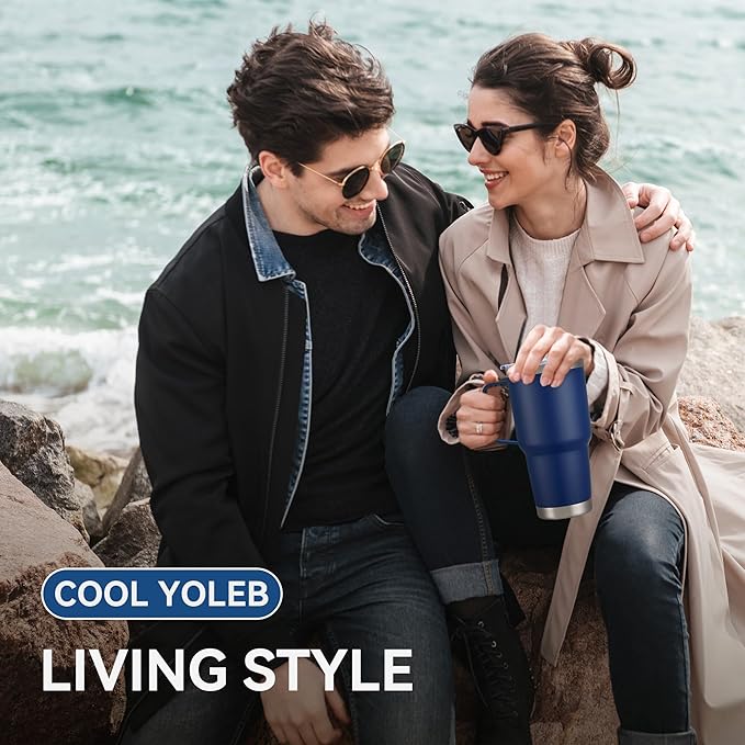 30 oz Tumbler with Handle and Lid, Stainless Steel Tumblers Bulk Double Wall Vacuum Insulated Travel Mug Leak Proof Cup Keep Drinks Cold and Hot Navy, 12 Pack