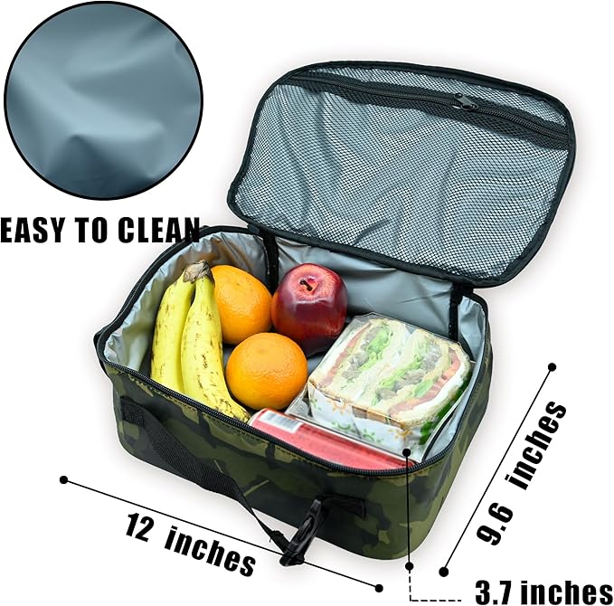 Camo Flag Deer Lunch Box Insulated Reusable Lunch Bag Tote Cooler for Women Men Boy Girl School Work Office Picnic