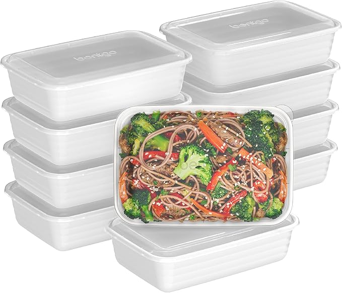 Bentgo 20-Piece Lightweight, Durable, Reusable BPA-Free 1-Compartment Containers - Microwave, Freezer, Dishwasher Safe - White