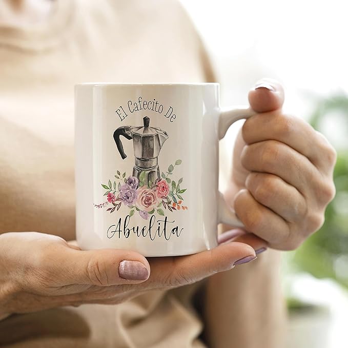 QASHWEY Grandma Coffee Mugs, Abuelita Gifts, Grandma Gifts, Abuelita Grandma Mug Coffee Tea Cup Gifts for Grandma Spanish Abuelita, El Cafecito De Abuelita Coffee Cups Ceramic 11oz