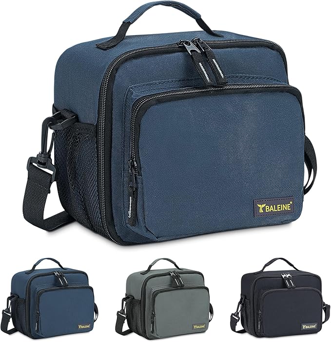 BALEINE Insulated Lunch Bag for Men Women, Leakproof Cooler Bag with Adjustable Shoulder Strap for Work Picnic, Lunch Box for Women Men (Small, Blue)