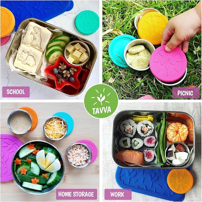 TAVVA 3 X 1.7oz Condiment Containers with Lids - Leakproof w/Silicone Lids - BPA Free - Dishwasher & Freezer Safe - Reusable Salad Dressing Container To Go - Sauce & Dip Cup for Lunchbox, Meal Prep