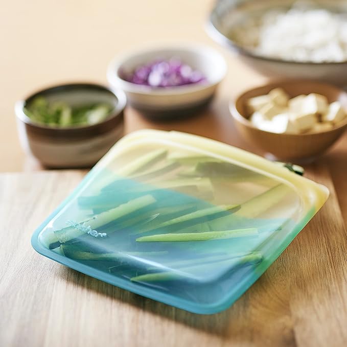Stasher Premium Silicone Reusable Food Storage Bags, 4-Pack, Endangered Seas, Multi-Use Food Storage Bags, Lunch Bag, Travel Containers, BPA Free, Leak-free, Dishwasher-Safe, Eco-friendly