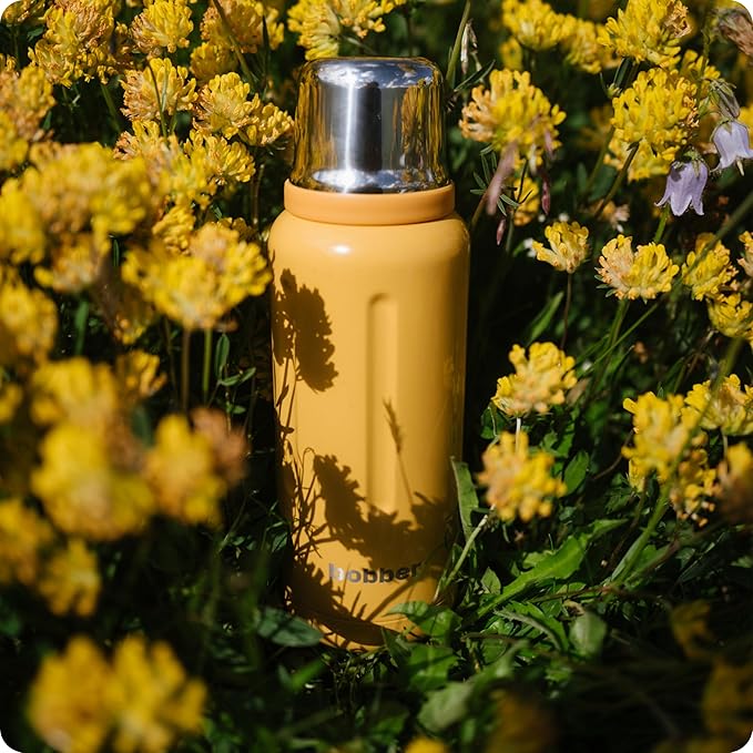 Bobber - 34 oz Vacuum Insulated Stainless Steel Water Bottle with Cup Lid - Dishwasher Safe - Keeps Drinks Hot for 48 Hours and Cold for 72 Hours - Triple Walled Thermo Flask (Ginger Tonic)