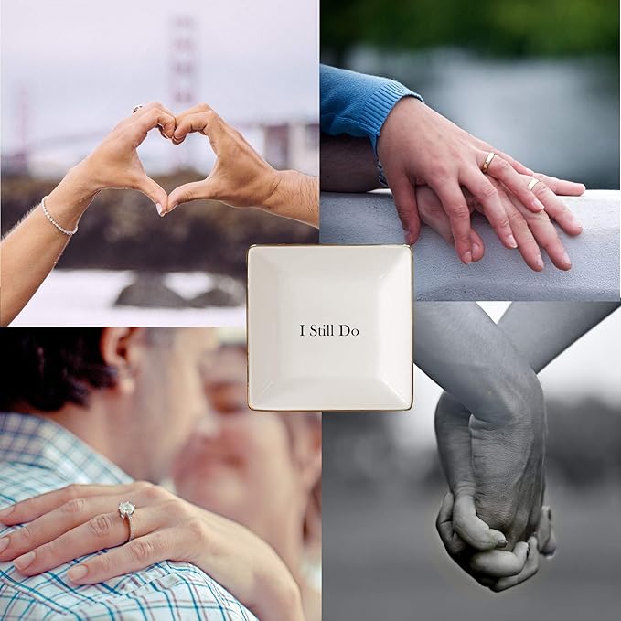 Simply Charmed I Still Do Gift for Wife or Husband – Aniversary Gift - Ceramic Jewelry Dish or Ring Holder – Elegant Trinket Tray