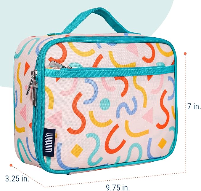Wildkin Kids Insulated Lunch Box – Durable and Reusable for School & Travel - Confetti Peach