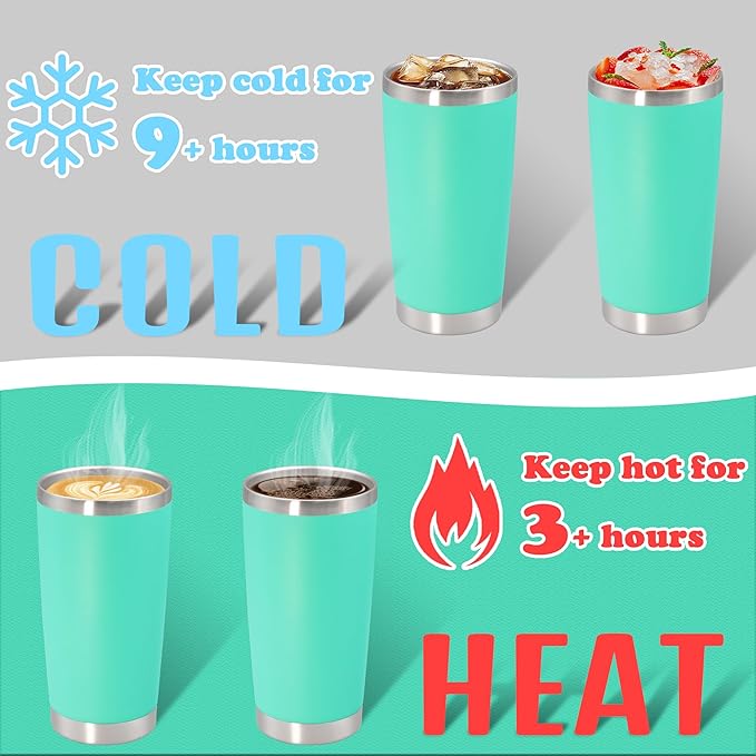 20 oz Tumbler with lid Double Wall Vacuum Insulated Tumblers Stainless Steel Coffee Mug Travel Coffee Tumbler Powder Coated Tumbler Cup Keep Hot&Cold - (Light Blue 1 Pack)
