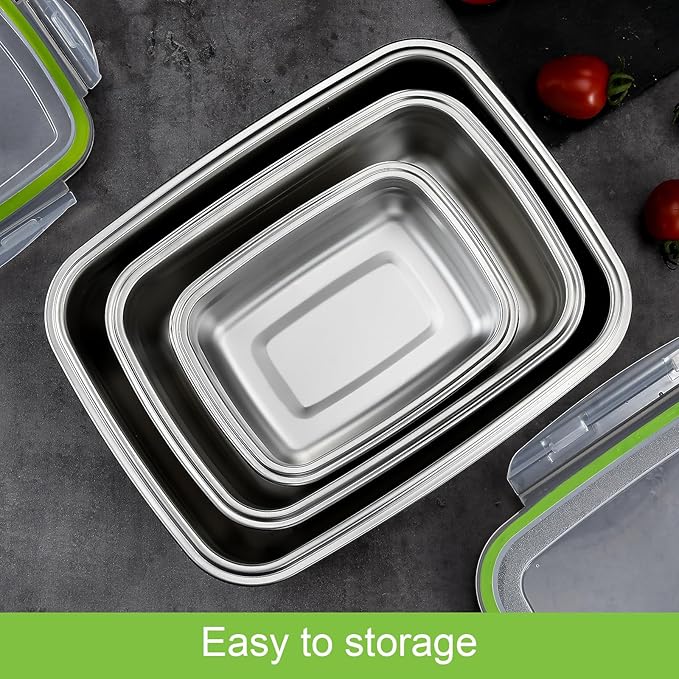 UPTRUST Stainless Steel Food Storage Containers | Leak Proof & Airtight Lids | Set of 9 Containers, Dishwasher & Freezer Safe