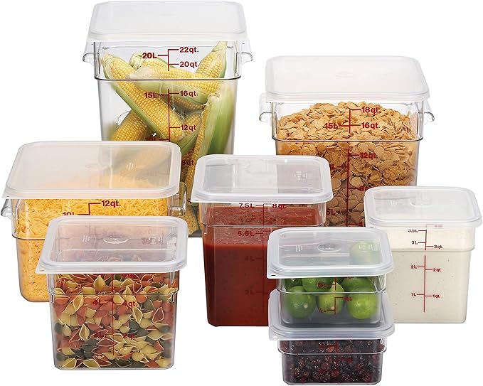 Cambro Food Storage Container - Classic Series Square - 2 QT (Quart) - Commercial Grade for Food Prep (Clear)