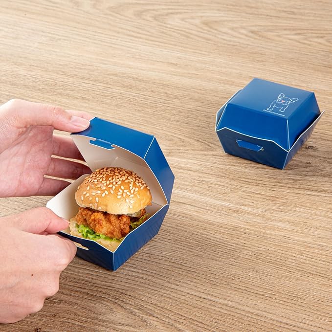 Restaurantware 2.5 x 2.5 x 2 Inch Mini Burger Boxes 100 Clamshell Food Containers - Hinged Lid Disposable Frenchie Paper Take Out Boxes Serve Sliders Or Finger Foods