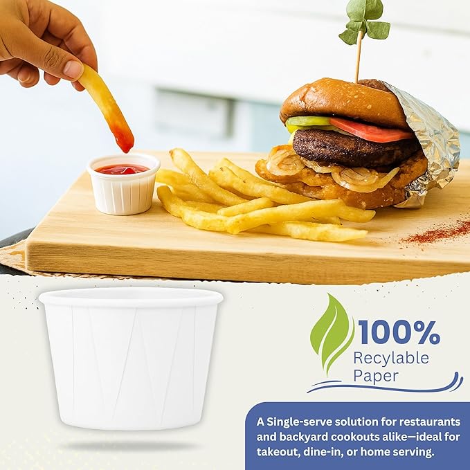 1 Oz Paper Souffle Cups (2000 Pack) Disposable Portion Cups for Ketchup, Condiments, Medicine, Pills, and Food Samples – Ideal for Home, Office, Catering, and Healthcare Use