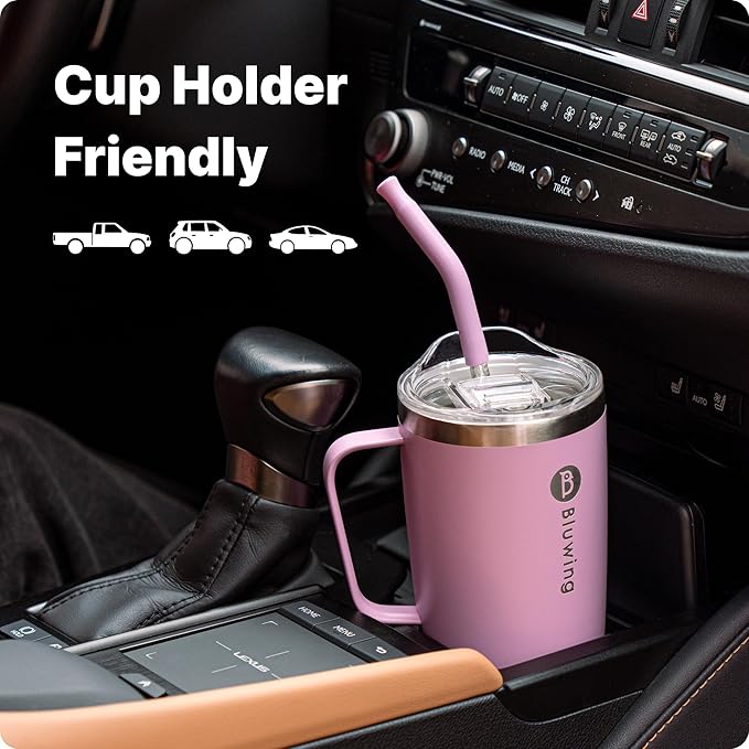 20 oz Insulated Tumbler with Handle Stainless Steel Travel Coffee Mug with Lid and Straw, Double Wall Tumbler Cups for Women and Men, BPA Free (Orange)