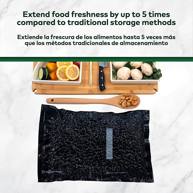 Vacuum Seal Rolls 11" x 25' 2 Pack (50 Feet Total) (Black and Black) 5.5 Mil - BPA Free Commerical Grade Food Saver for Storage, Sous Vide, and Meal Prep Sealer Bag