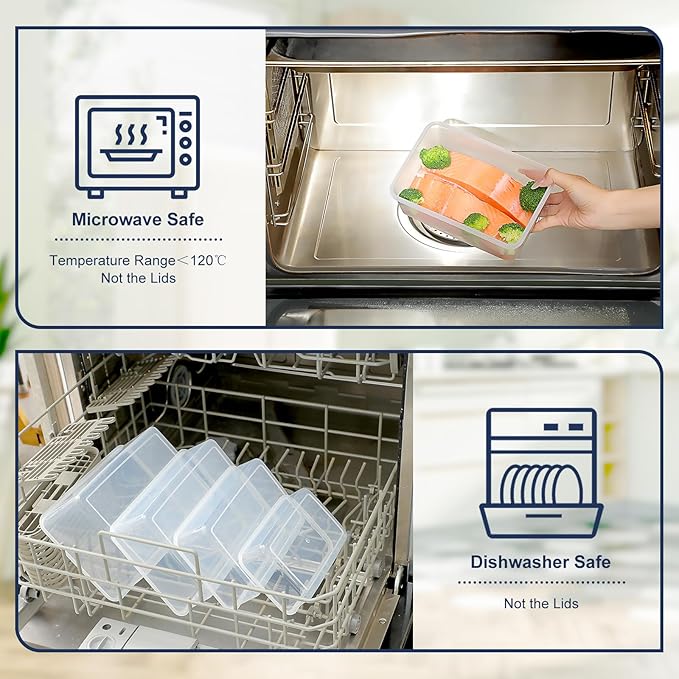 50 PCS Food Storage Containers Set, Plastic Food Containers for Pantry Kitchen Storage and Organization, Microwave and Dishwasher Safe, Leakproof & BPA-Free with Labels Pen(25 Containers & 25 Lids)