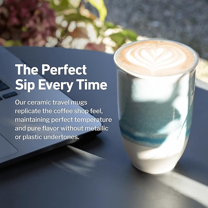 Travel Mug - Portable Coffee To Go Mug Microwave & Dishwasher Safe Coffee Cups Reusable - Gifts For Women Men Him Her 12oz - Lagoon