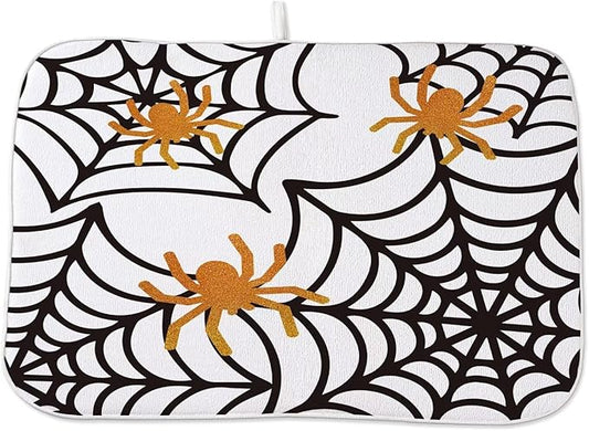 Spider Web Dish Drying Mat 18 x 24 inch Halloween Holiday Themed Decorative Drying Mats Microfiber Absorbent Dish Washable Draining Mat for Kitchen Counter Decor
