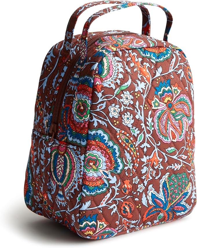 Vera Bradley Women's Premium Cotton Lunch Bag, Marrakesh Cinnamon, One Size