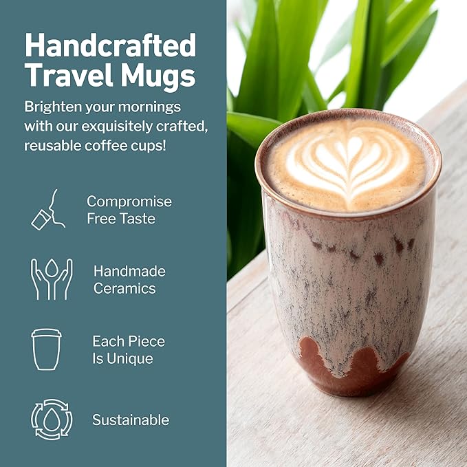 Travel Mugs - Ceramic Tumbler With Lid – Ceramic Travel Mug To Go Cup – Microwave & Dishwasher Safe Ceramic Coffee Tumbler - Gifts For Women Men Him Her – 12oz – Jupiter